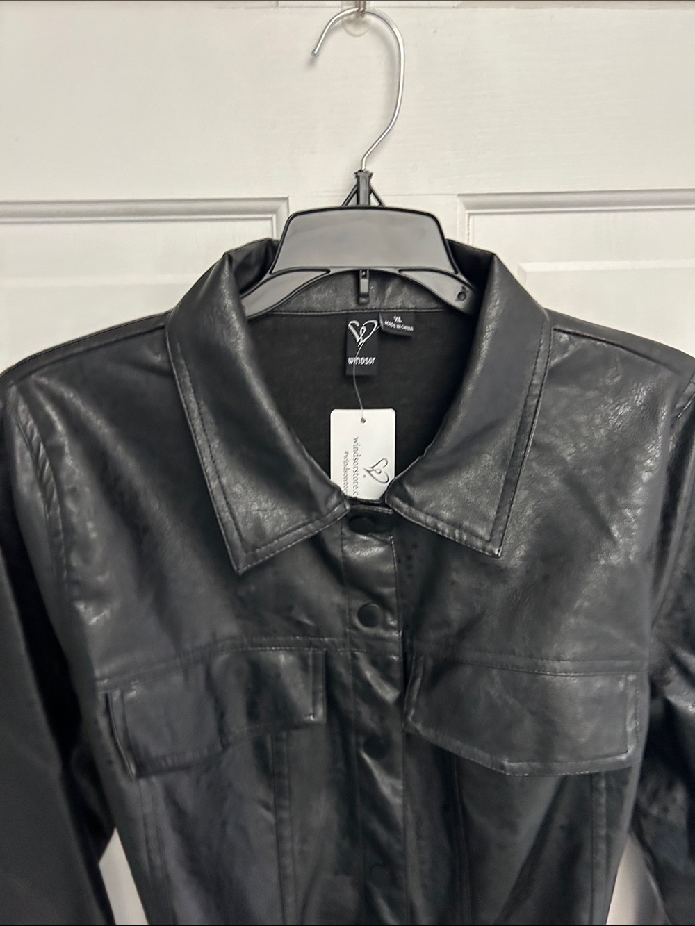 Black Faux Leather Jacket - Picture 2 of 9